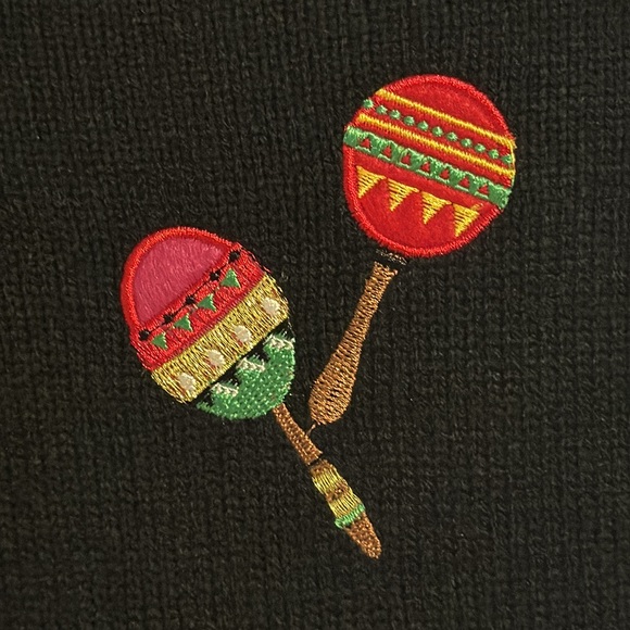 Feliz Navidad Ugly Christmas Sweater Santa Chili Peppers Avocado Sequins Small - Picture 9 of 12